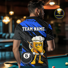 Load image into Gallery viewer, Custom Funny Blue Beer 8 Ball Pool Men Billiard Polo &amp; 1/4 Zip, Billiard Shirt, Billiard Team Jerseys NNT146