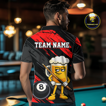 Load image into Gallery viewer, Custom Funny Red Beer 8 Ball Pool Men Billiard Polo &amp; 1/4 Zip, Billiard Shirt, Billiard Team Jerseys NNT146