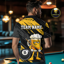 Load image into Gallery viewer, Custom Funny Yellow Beer 8 Ball Pool Men Billiard Polo &amp; 1/4 Zip, Billiard Shirt, Billiard Team Jerseys NNT146