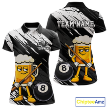 Load image into Gallery viewer, Custom Funny Black Beer 8 Ball Pool Women Billiard Polo &amp; 1/4 Zip, Billiard Shirt, Billiard Team Jerseys NNT146