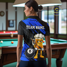 Load image into Gallery viewer, Custom Funny Blue Beer 8 Ball Pool Women Billiard Polo &amp; 1/4 Zip, Billiard Shirt, Billiard Team Jerseys NNT146