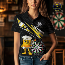 Load image into Gallery viewer, Custom Yellow Funny Beer Dart Shirts for Women Darts Team Jerseys Dart Tournament Polo &amp; 1/4 Zip NNT139