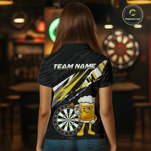 Load image into Gallery viewer, Custom Yellow Funny Beer Dart Shirts for Women Darts Team Jerseys Dart Tournament Polo &amp; 1/4 Zip NNT139