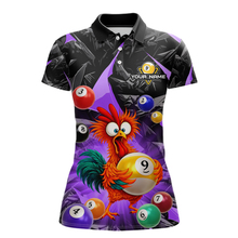Load image into Gallery viewer, Custom Funny Purple Chicken 9 Ball Pool Billiard Shirt for Women Polo &amp; 1/4 Zip, Billiard Team Jerseys NNT157