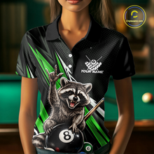 Load image into Gallery viewer, Custom Green Funny Raccoon 8 Ball Billiard Shirt for Women Billiard Team Jersey Billiard League NNT191