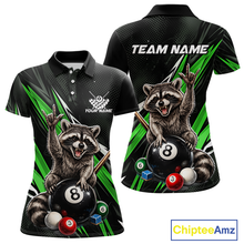 Load image into Gallery viewer, Custom Green Funny Raccoon 8 Ball Billiard Shirt for Women Billiard Team Jersey Billiard League NNT191