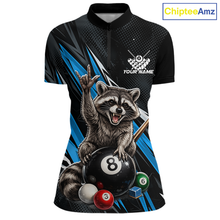 Load image into Gallery viewer, Custom Blue Funny Raccoon 8 Ball Billiard Shirt for Women Billiard Team Jersey Billiard League NNT191