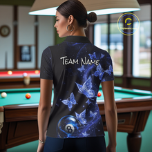 Load image into Gallery viewer, Custom Blue Butterfly Galaxy 8 Ball Billiard Shirt for Women Billiard Team Jersey Billiard League NNT192