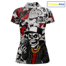 Load image into Gallery viewer, Custom Graffiti Skeleton Bowling Jersey for Women Bowling Team Shirts Bowling League Polo &amp; 1/4 Zip HNT378