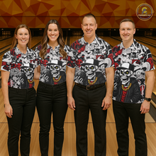 Load image into Gallery viewer, Custom Graffiti Skeleton Bowling Jersey for Women Bowling Team Shirts Bowling League Polo &amp; 1/4 Zip HNT378