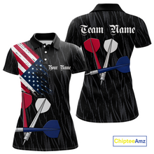 Load image into Gallery viewer, Custom American Flag Dart Shirts For Women Dart Board Shirts Polo &amp; 1/4 Zip Dart Jersey Team NNT126