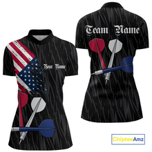 Load image into Gallery viewer, Custom American Flag Dart Shirts For Women Dart Board Shirts Polo &amp; 1/4 Zip Dart Jersey Team NNT126