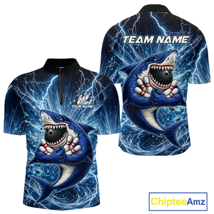 Custom Flame Shake Bowling Jersey for Men Polo & 1/4 Zip Bowling Team Shirts HNT223