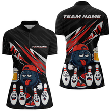 Load image into Gallery viewer, Custom Red Beer Bowling Jersey for Women Bowling Team Shirts Bowling Uniform Polo &amp; 1/4 Zip HNT133