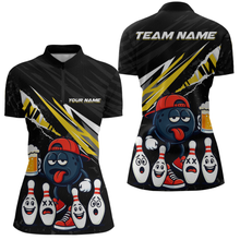 Load image into Gallery viewer, Custom Yellow Beer Bowling Jersey for Women Bowling Team Shirts Bowling Uniform Polo &amp; 1/4 Zip HNT133