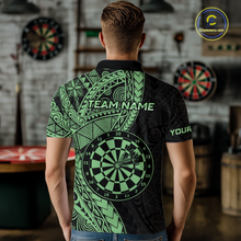 Load image into Gallery viewer, Custom Green Tribal Dart Shirts for Men Dart Team Jersey Dartboard Gifts Polo &amp; 1/4 Zip NNT163