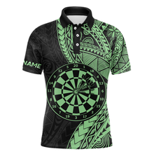 Load image into Gallery viewer, Custom Green Tribal Dart Shirts for Men Dart Team Jersey Dartboard Gifts Polo &amp; 1/4 Zip NNT163