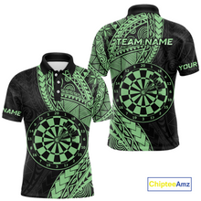 Load image into Gallery viewer, Custom Green Tribal Dart Shirts for Men Dart Team Jersey Dartboard Gifts Polo &amp; 1/4 Zip NNT163