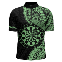 Load image into Gallery viewer, Custom Green Tribal Dart Shirts for Men Dart Team Jersey Dartboard Gifts Polo &amp; 1/4 Zip NNT163