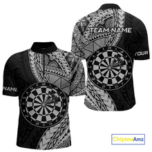 Load image into Gallery viewer, Custom White Tribal Dart Shirts for Men Dart Team Jersey Dartboard Gifts Polo &amp; 1/4 Zip NNT163