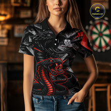 Load image into Gallery viewer, Red Custom Cobra Snake Dart Shirts for Women Dart Team Jersey Dartboard Gifts Polo &amp; 1/4 Zip NNT162