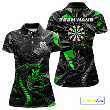 Load image into Gallery viewer, Green Custom Cobra Snake Dart Shirts for Women Dart Team Jersey Dartboard Gifts Polo &amp; 1/4 Zip NNT162