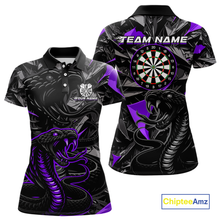 Load image into Gallery viewer, Purple Custom Cobra Snake Dart Shirts for Women Dart Team Jersey Dartboard Gifts Polo &amp; 1/4 Zip NNT162