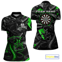 Load image into Gallery viewer, Green Custom Cobra Snake Dart Shirts for Women Dart Team Jersey Dartboard Gifts Polo &amp; 1/4 Zip NNT162