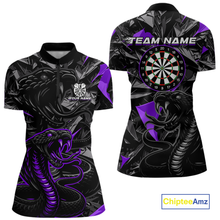 Load image into Gallery viewer, Purple Custom Cobra Snake Dart Shirts for Women Dart Team Jersey Dartboard Gifts Polo &amp; 1/4 Zip NNT162