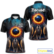 Load image into Gallery viewer, Flame Wolf Bowling Jersey for Men Bowling Uniform Polo &amp;1/4 Zip Custom Bowling Team Shirts HNT252