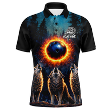 Load image into Gallery viewer, Flame Wolf Bowling Jersey for Men Bowling Uniform Polo &amp;1/4 Zip Custom Bowling Team Shirts HNT252