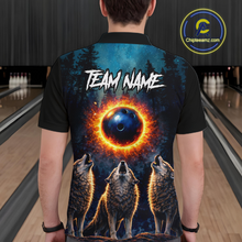 Load image into Gallery viewer, Flame Wolf Bowling Jersey for Men Bowling Uniform Polo &amp;1/4 Zip Custom Bowling Team Shirts HNT252