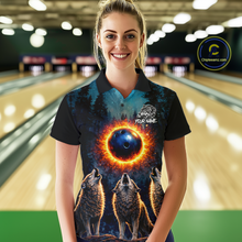 Load image into Gallery viewer, Flame Wolf Bowling Jersey for Women Bowling Uniform Polo &amp;1/4 Zip Custom Bowling Team Shirts HNT252