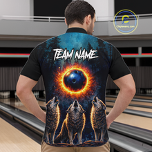 Load image into Gallery viewer, Flame Wolf Bowling Jersey for Men Bowling Uniform Polo &amp;1/4 Zip Custom Bowling Team Shirts HNT252