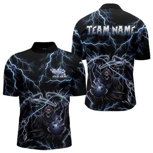 Custom Thunder Skeleton Bowling Jersey for Men Polo & 1/4 Zip Bowling Team Shirts HNT152