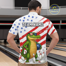Load image into Gallery viewer, Custom US Flag Funny Alligator Bowling shirts for Men, Crocodile  Bowling Team Jerseys HNT206