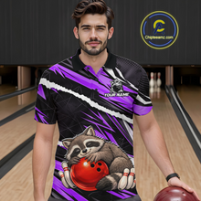 Load image into Gallery viewer, Custom Purple Raccoon Funny Bowling Jersey for Men Bowling Team Shirts Polo &amp; 1/4 Zip HNT247