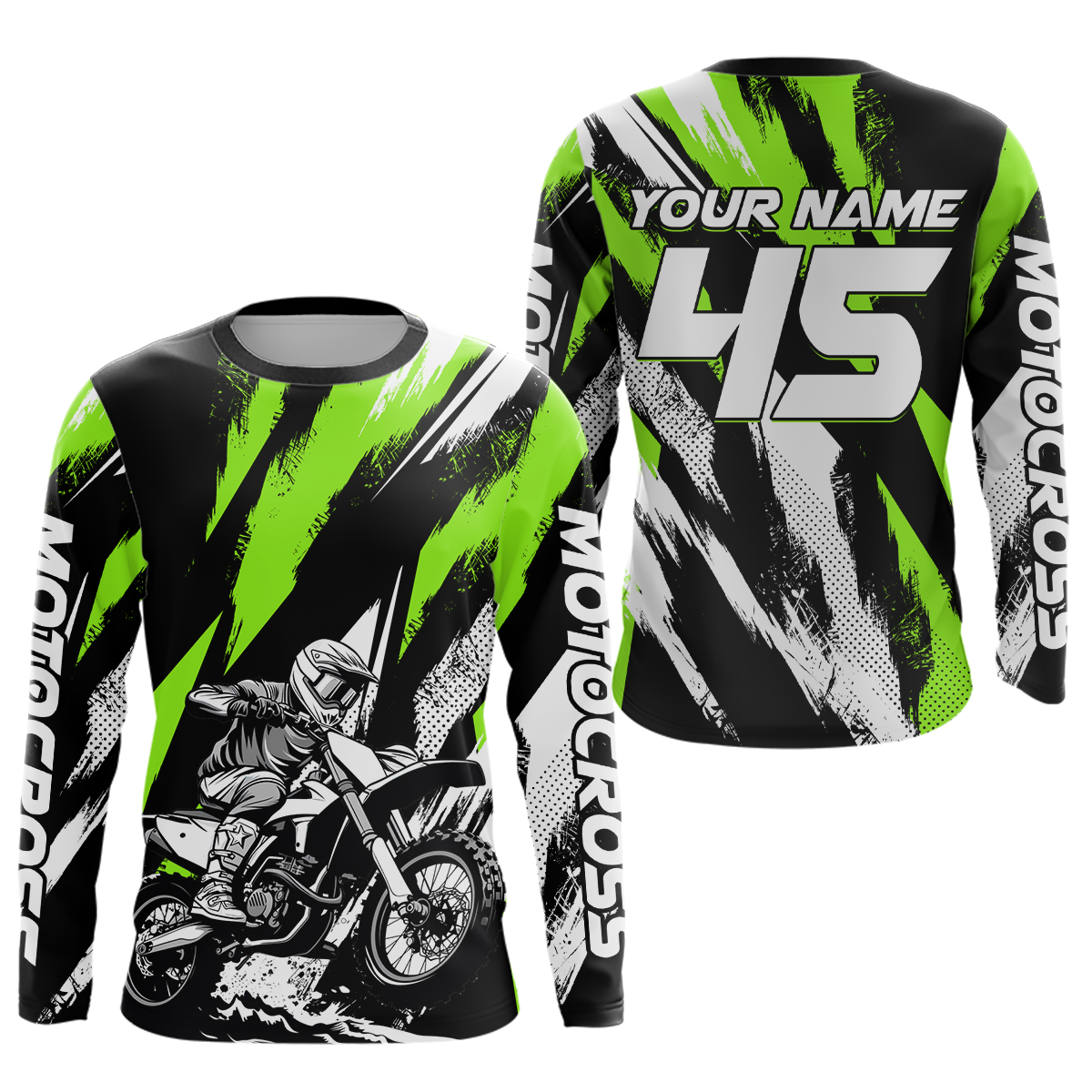 Green Youth Motocross Shirts MX Racing Custom Dirt Bike Shirts Kid Men Women UPF30+ DNT33