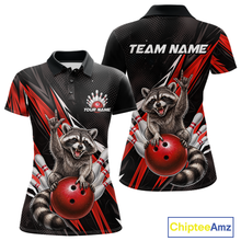 Load image into Gallery viewer, Custom Red Raccoon Bowling Jersey for Women Bowling Team Shirts Bowling Polo &amp; 1/4 Zip HNT254