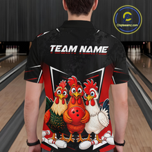 Load image into Gallery viewer, Red Funny Three Chicken Bowling Jersey for Men Bowling League Bowling Team Shirts HN287