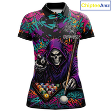 Load image into Gallery viewer, Custom Graffiti Grim Reaper 8 Ball Billiard Shirt for Women Billiard Team Jersey Billiard League NNT186