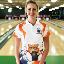 Load image into Gallery viewer, Custom Funny Cat Bowling Jersey for Women Bowling Team Shirts Bowling League Polo &amp; 1/4 Zip HNT186