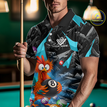 Load image into Gallery viewer, Custom Funny Turquoise Chicken 8 Ball Pool Billiard Shirt for Men Polo &amp; 1/4 Zip, Billiard Team Jerseys NNT148