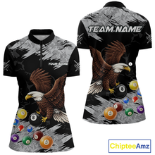 Load image into Gallery viewer, Custom Eagle 8 Ball Billiard Shirts for Women Billiard League Billiard Team Shirts Polo &amp; 1/4 Zip NNT108