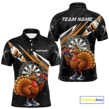 Load image into Gallery viewer, Orange Funny Turkey Chicken Darts Shirt for Men Darts Team Jerseys Polo &amp; 1/4 Zip Dart League NNT130