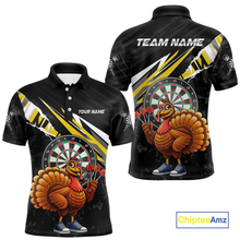 Load image into Gallery viewer, Yellow Funny Turkey Chicken Darts Shirt for Men Darts Team Jerseys Polo &amp; 1/4 Zip Dart League NNT130
