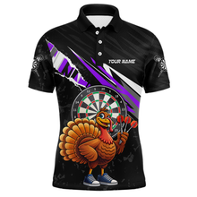 Load image into Gallery viewer, Purple Funny Turkey Chicken Darts Shirt for Men Darts Team Jerseys Polo &amp; 1/4 Zip Dart League NNT130
