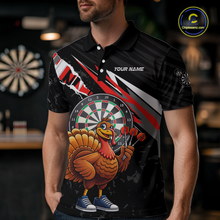Load image into Gallery viewer, Red Funny Turkey Chicken Darts Shirt for Men Darts Team Jerseys Polo &amp; 1/4 Zip Dart League NNT130