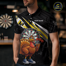 Load image into Gallery viewer, Yellow Funny Turkey Chicken Darts Shirt for Men Darts Team Jerseys Polo &amp; 1/4 Zip Dart League NNT130