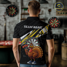 Load image into Gallery viewer, Yellow Funny Turkey Chicken Darts Shirt for Men Darts Team Jerseys Polo &amp; 1/4 Zip Dart League NNT130